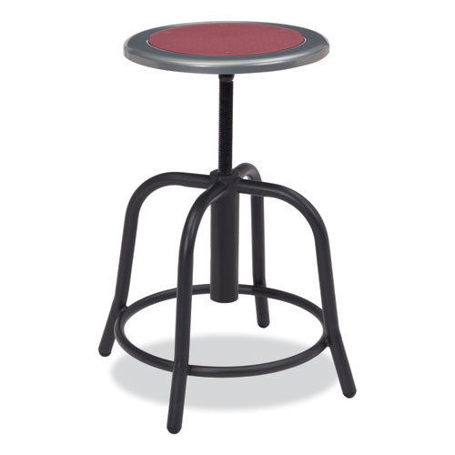 Picture of 6800 Series Height Adjustable Metal Seat Stool, Supports Up to 300 lb, 18" to 24" Seat Height, Burgundy Seat, Black Base