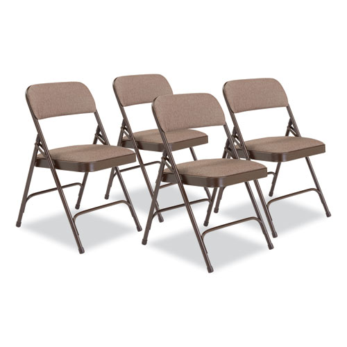 Picture of 2200 Series Fabric Dual-Hinge Premium Folding Chair, Supports Up to 500 lb, Walnut Seat, Walnut Back, Brown Base, 4/Carton