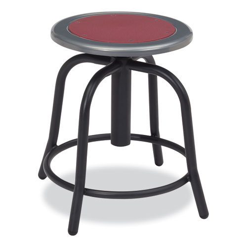 Picture of 6800 Series Height Adjustable Metal Seat Stool, Supports Up to 300 lb, 18" to 24" Seat Height, Burgundy Seat, Black Base