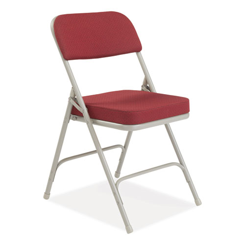 Picture of 3200 Series Premium Fabric Dual-Hinge Folding Chair, Supports Up to 300 lb, Burgundy Seat, Burgundy Back, Gray Base, 2/Carton