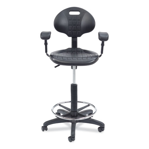 Picture of 6700 Series Adjustable Height Polyurethane Task Stool with Arms, Supports Up to 300 lb, 22" to 32" Seat Height, Black