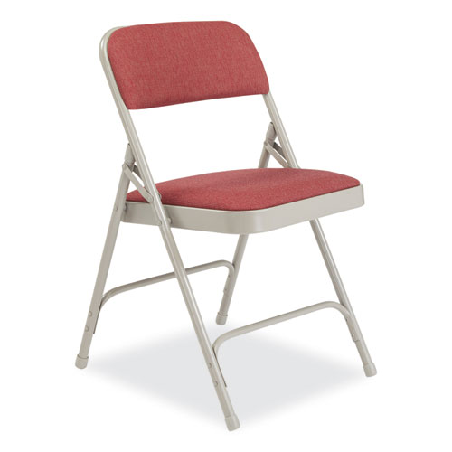 Picture of 2200 Series Fabric Dual-Hinge Premium Folding Chair, Supports Up to 500 lb, Cabernet Seat, Cabernet Back, Gray Base, 4/Carton
