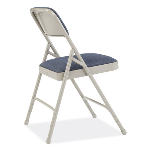 Picture of 2200 Series Fabric Dual-Hinge Premium Folding Chair, Supports Up to 500 lb, Blue Seat, Blue Back, Gray Base, 4/Carton