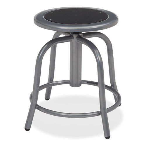 Picture of 6800 Series Height Adjustable Metal Seat Swivel Stool, Supports Up to 300 lb, 18" to 24" Seat Height, Black Seat, Gray Base