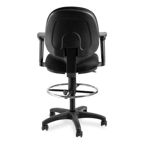 Picture of Comfort Task Stool with Arms, Supports Up to 300 lb, 25.5" to 35.5" Seat Height, Black Seat, Black Back, Black Base