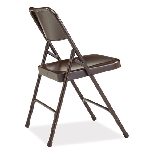 Picture of 200 Series Premium All-Steel Double Hinge Folding Chair, Supports Up to 500 lb, 17.25" Seat Height, Brown, 4/Carton