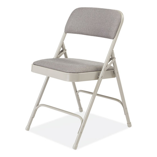 Picture of 2200 Series Fabric Dual-Hinge Premium Folding Chair, Supports 500 lb, Greystone Seat, Greystone Back, Gray Base, 4/Carton
