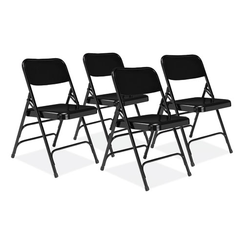 Picture of 300 Series Deluxe All-Steel Triple Brace Folding Chair, Supports Up to 480 lb, 17.25" Seat Height, Black, 4/Carton