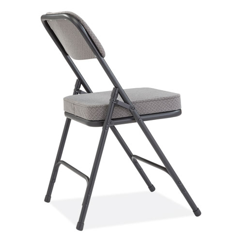 Picture of 3200 Series Fabric Dual-Hinge Folding Chair, Supports Up to 300 lb, Charcoal Seat, Charocoal Back, Black Base, 2/Carton