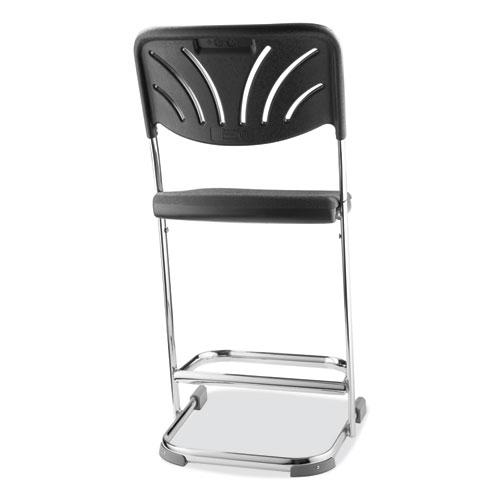 Picture of 6600 Series Elephant Z-Stool With Backrest, Supports Up to 500 lb, 22" Seat Height, Black Seat, Black Back, Chrome Frame