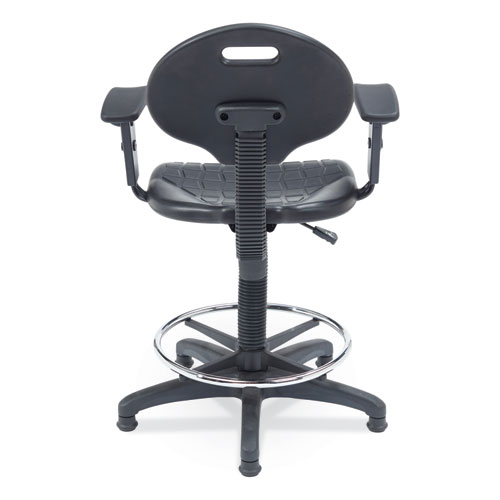 Picture of 6700 Series Adjustable Height Polyurethane Task Stool with Arms, Supports Up to 300 lb, 22" to 32" Seat Height, Black