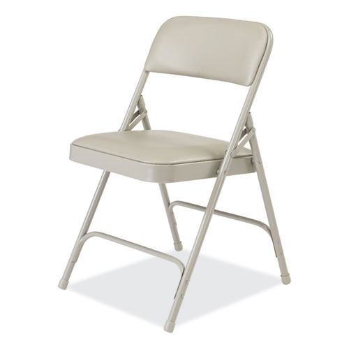 Picture of 1200 Series Premium Vinyl Dual-Hinge Folding Chair, Supports Up to 500lb, 17.75" Seat Height, Warm Gray, 4/Carton