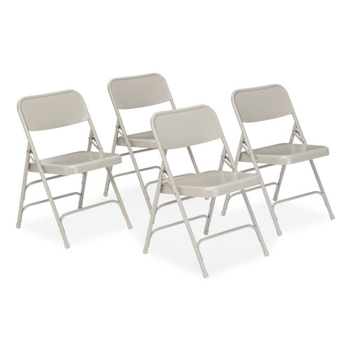 Picture of 300 Series Deluxe All-Steel Triple Brace Folding Chair, Supports Up to 480 lb, 17.25" Seat Height, Gray, 4/Carton