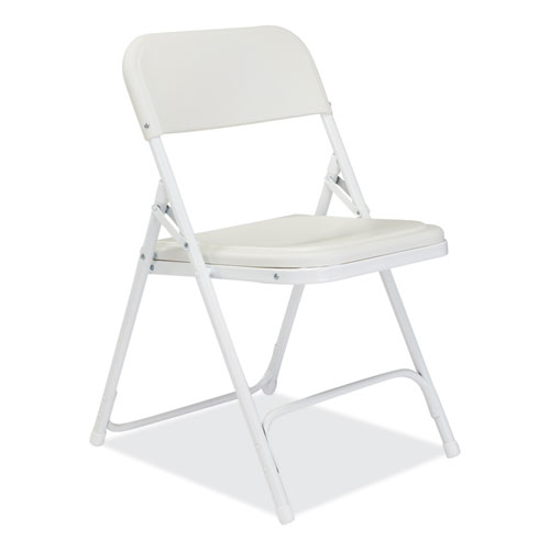 Picture of 800 Series Plastic Folding Chair, Supports Up to 500 lb, 18" Seat Height, Bright White Seat, White Base, 4/Carton