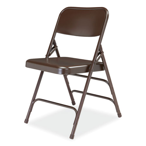 Picture of 300 Series Deluxe All-Steel Triple Brace Folding Chair, Supports Up to 480 lb, 17.25" Seat Height, Brown, 4/Carton