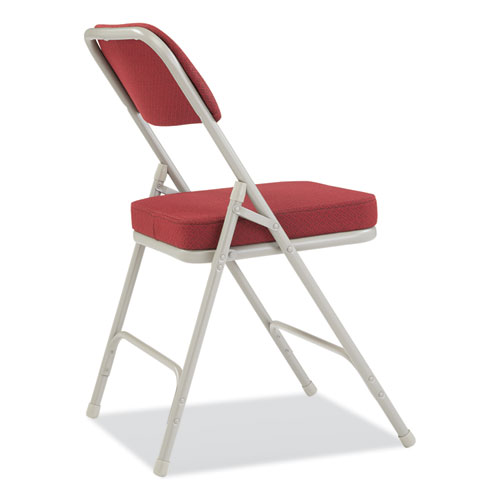 Picture of 3200 Series Premium Fabric Dual-Hinge Folding Chair, Supports Up to 300 lb, Burgundy Seat, Burgundy Back, Gray Base, 2/Carton