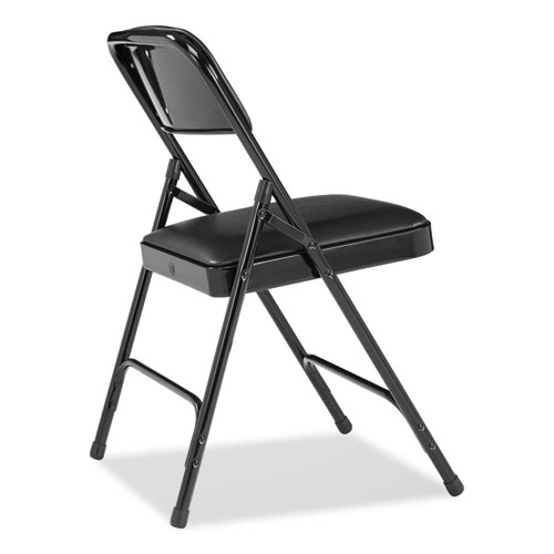 Picture of 1200 Series Premium Vinyl Dual-Hinge Folding Chair, Supports Up to 500 lb, 17.75" Seat Height, Caviar Black, 4/Carton