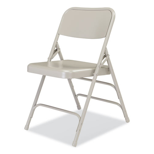 Picture of 300 Series Deluxe All-Steel Triple Brace Folding Chair, Supports Up to 480 lb, 17.25" Seat Height, Gray, 4/Carton