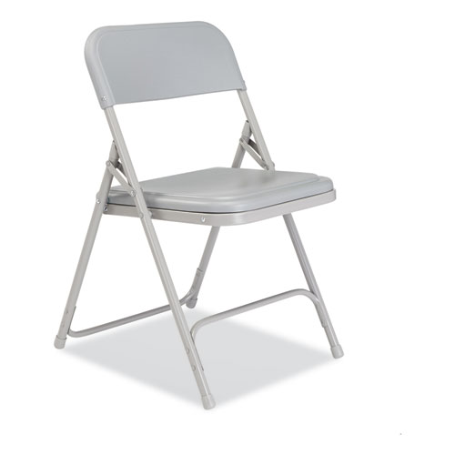 Picture of 800 Series Premium Plastic Folding Chair, Supports Up to 500 lb, 18" Seat Height, Gray Seat, Gray Back, Gray Base, 4/Carton