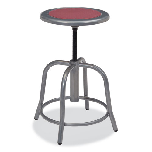 Picture of 6800 Series Height Adjustable Metal Seat Swivel Stool, Supports Up to 300 lb, 18" to 24" Seat Height, Burgundy Seat/Gray Base