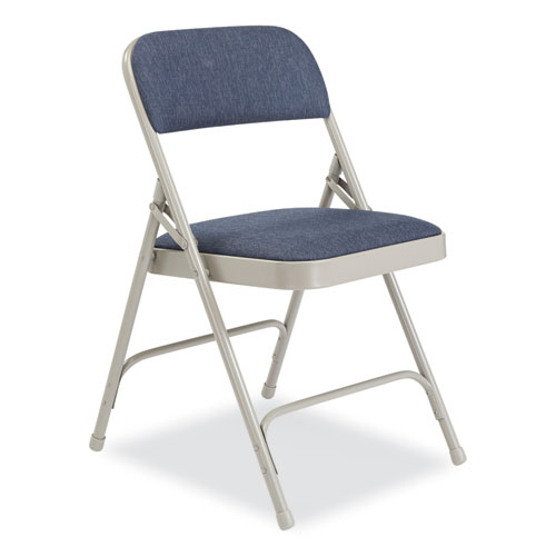 Picture of 2200 Series Fabric Dual-Hinge Premium Folding Chair, Supports Up to 500 lb, Blue Seat, Blue Back, Gray Base, 4/Carton