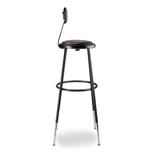 Picture of 6400 Series Height Adjustable Heavy Duty Vinyl Padded Stool with Backrest, Supports 300 lb, 32" to 39" Seat Height, Black