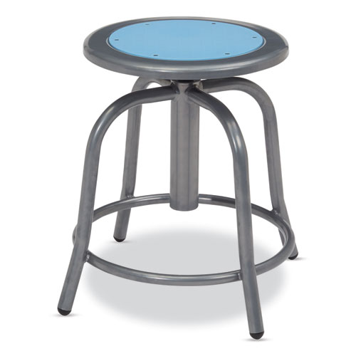 Picture of 6800 Series Height Adjustable Metal Seat Stool, Supports Up to 300 lb, 18" to 24" Seat Height, Blueberry Seat, Gray Base