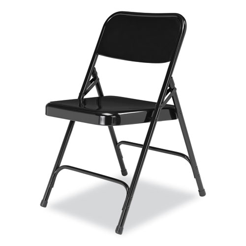 Picture of 200 Series Premium All-Steel Double Hinge Folding Chair, Supports Up to 500 lb, 17.25" Seat Height, Black, 4/Carton