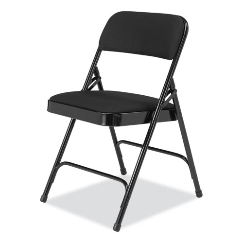 Picture of 2200 Series Fabric Dual-Hinge Folding Chair, Supports 500 lb, Midnight Black Seat/Back, Black Base, 4/Carton