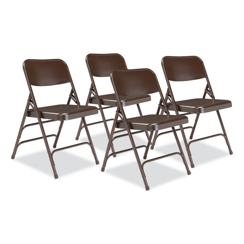 Picture of 300 Series Deluxe All-Steel Triple Brace Folding Chair, Supports Up to 480 lb, 17.25" Seat Height, Brown, 4/Carton