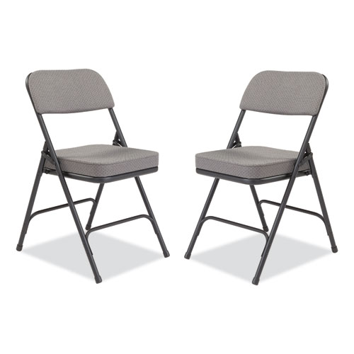 Picture of 3200 Series Fabric Dual-Hinge Folding Chair, Supports Up to 300 lb, Charcoal Seat, Charocoal Back, Black Base, 2/Carton