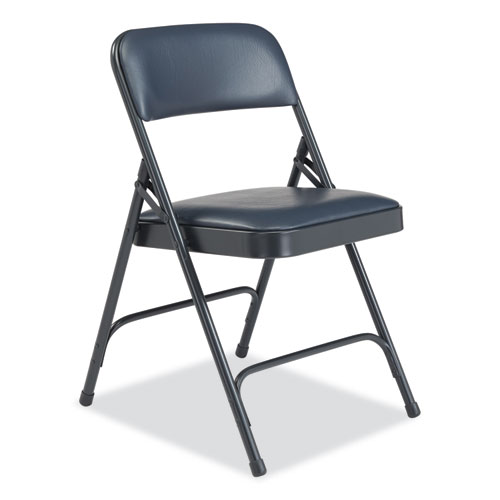 Picture of 1200 Series Vinyl Dual-Hinge Folding Chair, Supports Up to 500 lb, 17.75" Seat Height, Dark Midnight Blue, 4/Carton