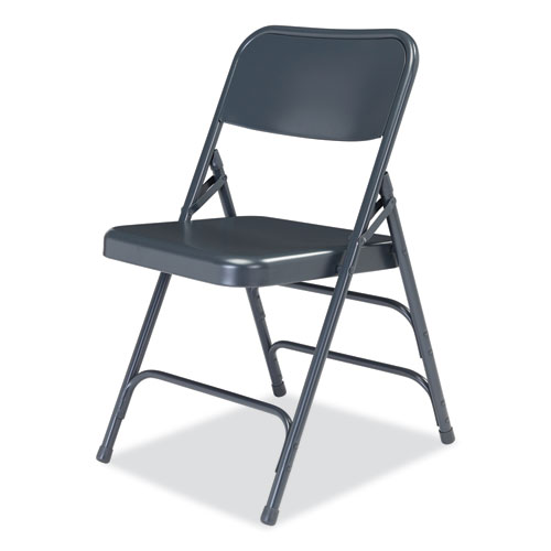 Picture of 300 Series Deluxe All-Steel Triple Brace Folding Chair, Supports Up to 480 lb, 17.25" Seat Height, Blue, 4/Carton