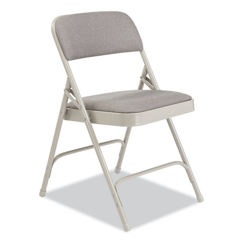 Picture of 2200 Series Fabric Dual-Hinge Premium Folding Chair, Supports 500 lb, Greystone Seat, Greystone Back, Gray Base, 4/Carton