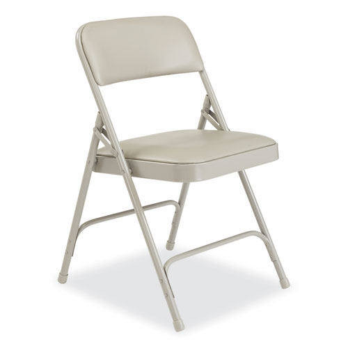 Picture of 1200 Series Premium Vinyl Dual-Hinge Folding Chair, Supports Up to 500lb, 17.75" Seat Height, Warm Gray, 4/Carton