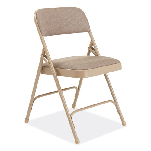 Picture of 2200 Series Deluxe Fabric Upholstered Dual-Hinge Premium Folding Chair, Supports Up to 500 lb, Cafe Beige, 4/Carton
