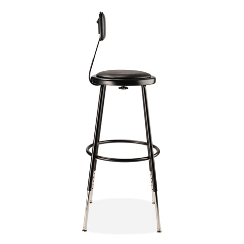 Picture of 6400 Series Height Adj Heavy Duty Vinyl Steel Stool w/Backrest, Supports 300 lb, 25"-33" Seat Ht, Black