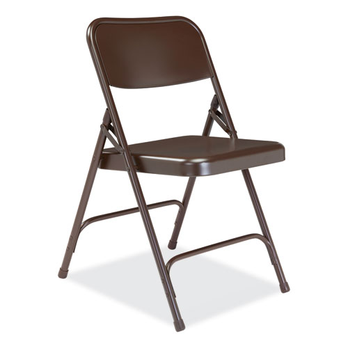 Picture of 200 Series Premium All-Steel Double Hinge Folding Chair, Supports Up to 500 lb, 17.25" Seat Height, Brown, 4/Carton