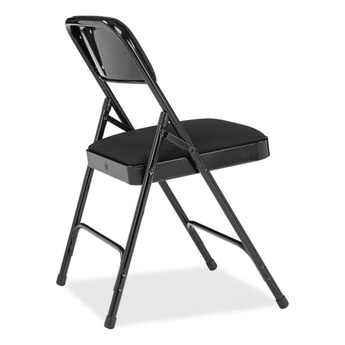 Picture of 2200 Series Fabric Dual-Hinge Folding Chair, Supports 500 lb, Midnight Black Seat/Back, Black Base, 4/Carton
