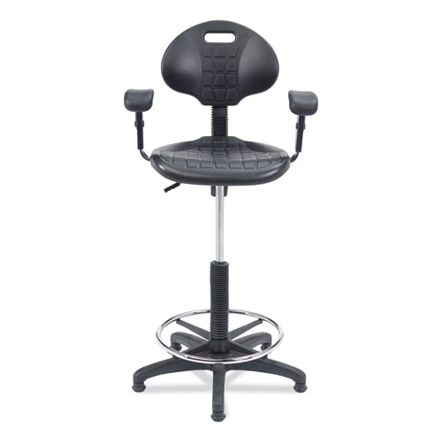 Picture of 6700 Series Adjustable Height Polyurethane Task Stool with Arms, Supports Up to 300 lb, 22" to 32" Seat Height, Black