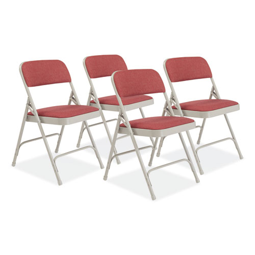 Picture of 2200 Series Fabric Dual-Hinge Premium Folding Chair, Supports Up to 500 lb, Cabernet Seat, Cabernet Back, Gray Base, 4/Carton
