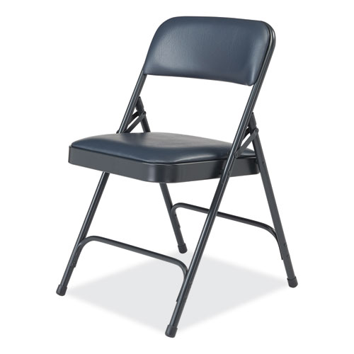 Picture of 1200 Series Vinyl Dual-Hinge Folding Chair, Supports Up to 500 lb, 17.75" Seat Height, Dark Midnight Blue, 4/Carton
