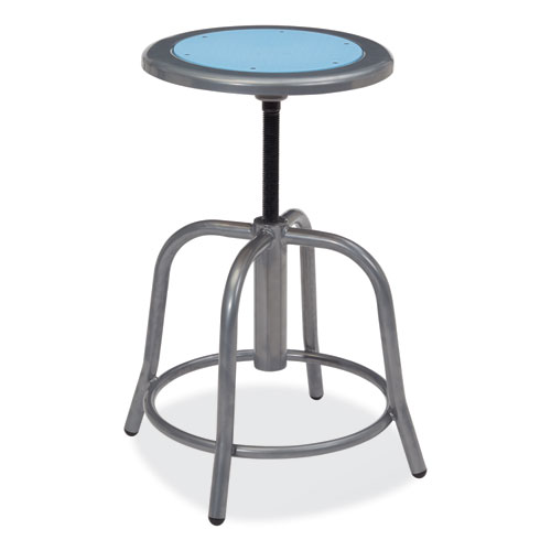 Picture of 6800 Series Height Adjustable Metal Seat Stool, Supports Up to 300 lb, 18" to 24" Seat Height, Blueberry Seat, Gray Base