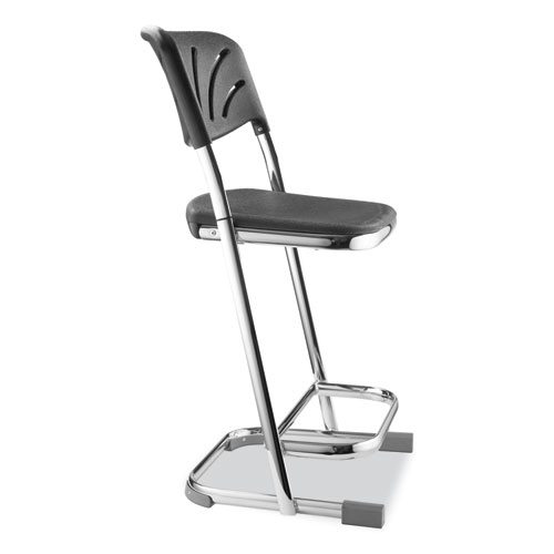 Picture of 6600 Series Elephant Z-Stool With Backrest, Supports Up to 500 lb, 22" Seat Height, Black Seat, Black Back, Chrome Frame