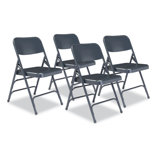 Picture of 300 Series Deluxe All-Steel Triple Brace Folding Chair, Supports Up to 480 lb, 17.25" Seat Height, Blue, 4/Carton