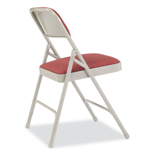 Picture of 2200 Series Fabric Dual-Hinge Premium Folding Chair, Supports Up to 500 lb, Cabernet Seat, Cabernet Back, Gray Base, 4/Carton