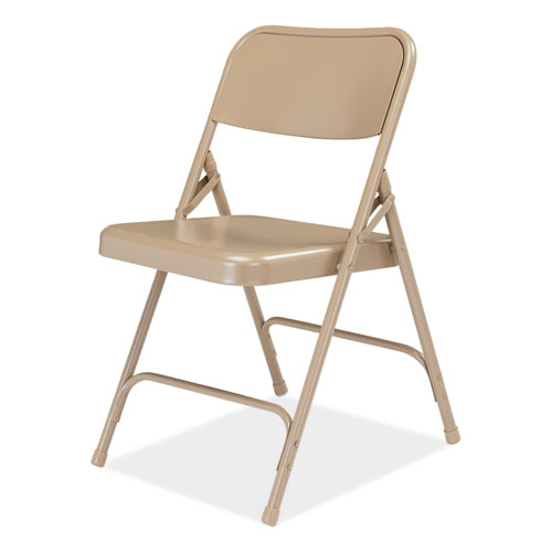 Picture of 200 Series Premium All-Steel Double Hinge Folding Chair, Supports Up to 500 lb, 17.25" Seat Height, Beige, 4/Carton