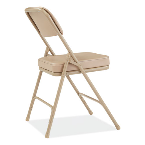 Picture of 3200 Series 2" Vinyl Upholstered Double Hinge Folding Chair, Supports Up to 300lb, 18.5" Seat Height, Beige, 2/Carton