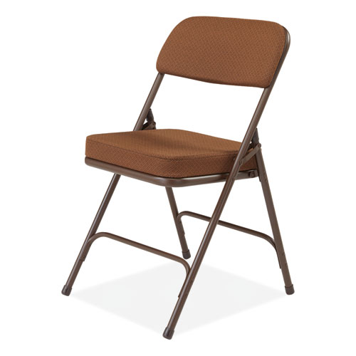 Picture of 3200 Series Premium Fabric Dual-Hinge Folding Chair, Supports Up to 300 lb, Gold Seat, Gold Back, Brown Base, 2/Carton
