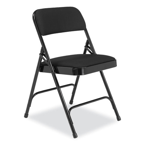 Picture of 2200 Series Fabric Dual-Hinge Folding Chair, Supports 500 lb, Midnight Black Seat/Back, Black Base, 4/Carton